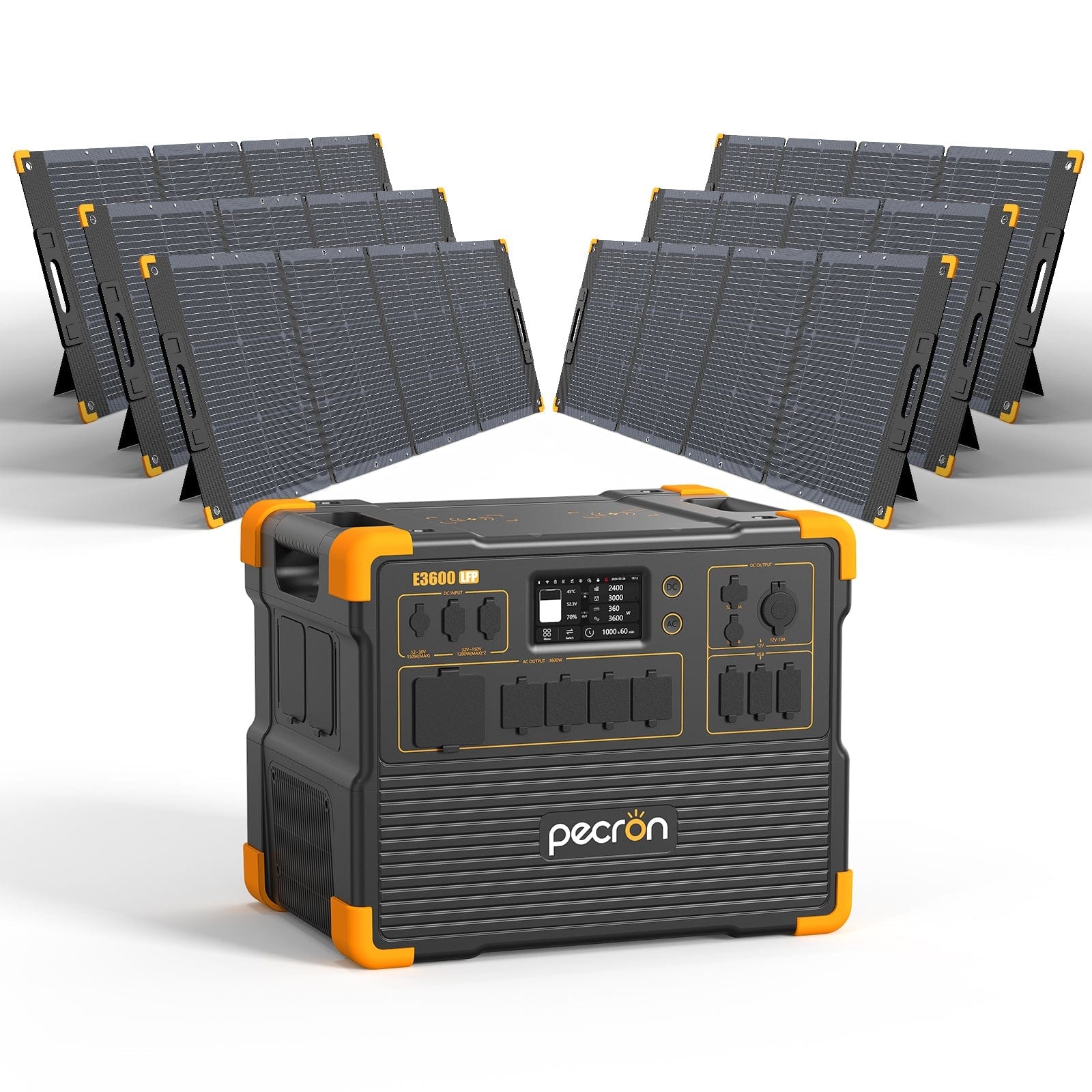 PECRON E3600LFP Portable Power Station 3600W 3072Wh (Pre-Order | Ships: End of June) Solar Generators PECRON E3600LFP+6*300W Solar Panel Without Trolley