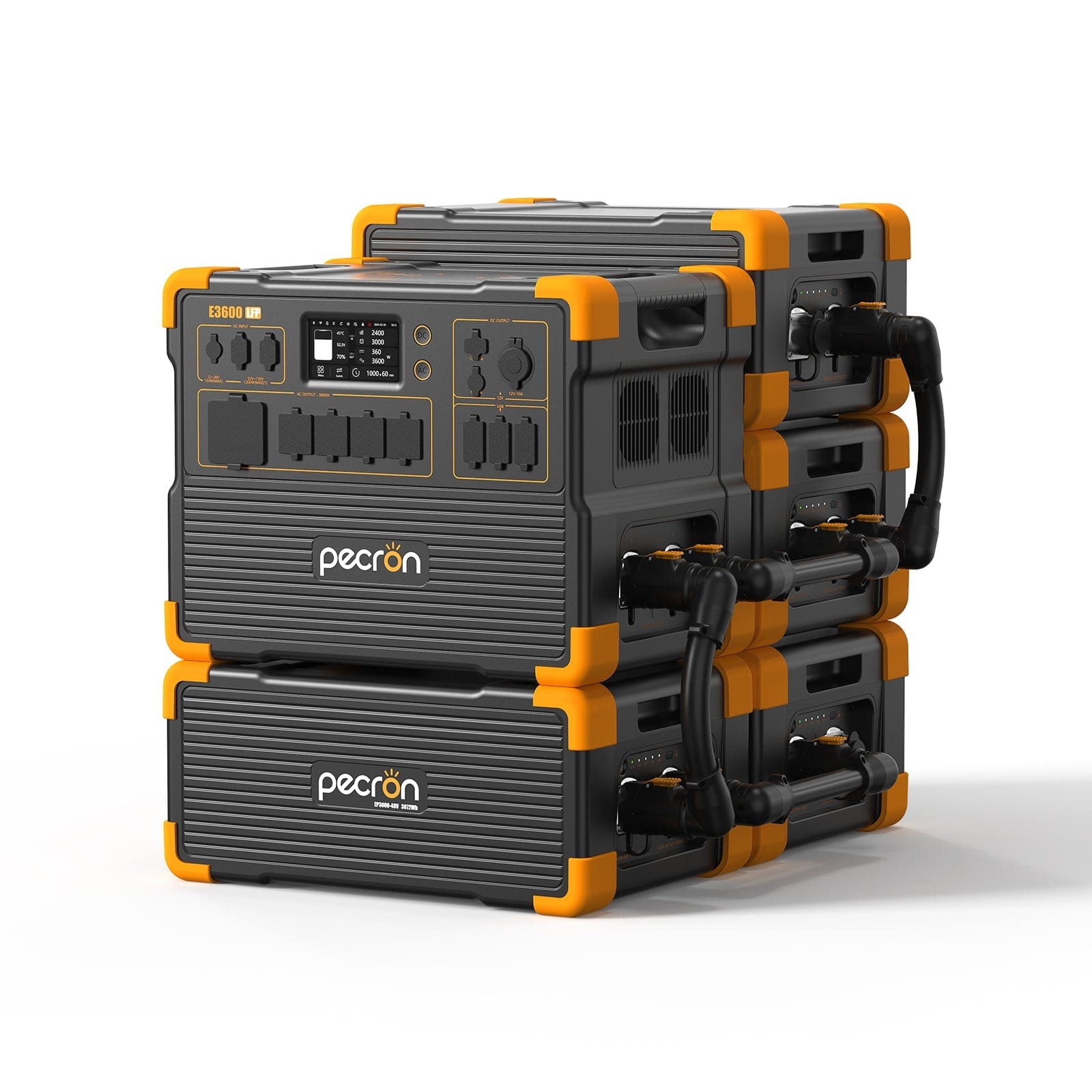 PECRON E3600LFP Portable Power Station 3600W 3072Wh (Pre-Order | Ships: End of June) Solar Generators PECRON E3600LFP+4*EP3000-48V Without Trolley