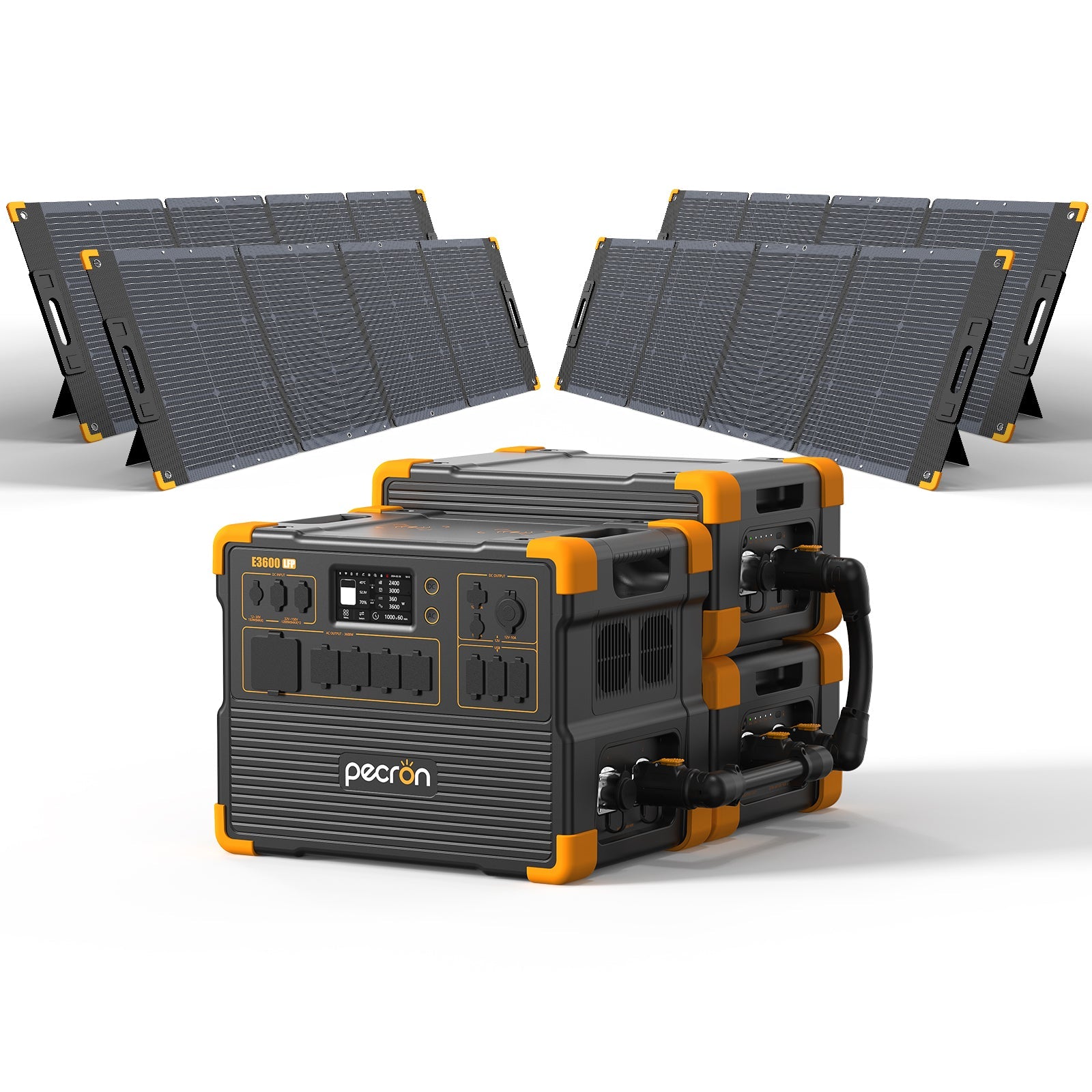 PECRON E3600LFP Solar Generator Kit 3600W 3072Wh Solar Generator & Portable Power Station PECRON E3600LFP+2*EP3000-48V(Pre)+4*PV300 Without Trolley