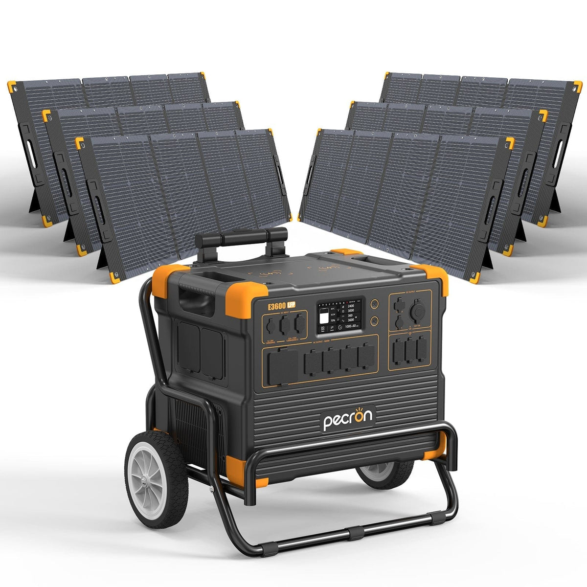 PECRON E3600LFP Portable Power Station 3600W 3072Wh (Pre-Order | Ships: End of June) Solar Generators PECRON E3600LFP+6*300W Solar Panel With Trolley