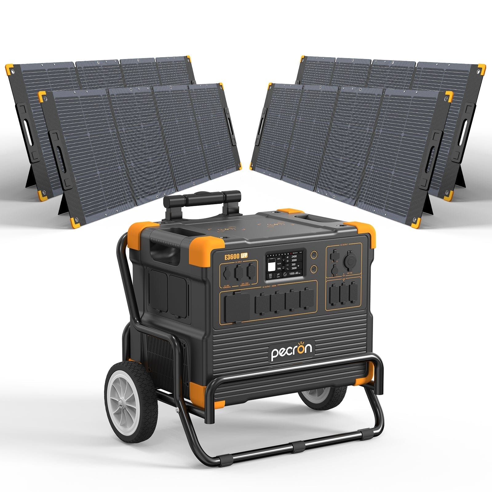 PECRON E3600LFP Portable Power Station 3600W 3072Wh (Pre-Order | Ships: End of June) Solar Generators PECRON E3600LFP+4*300W Solar Panel With Trolley