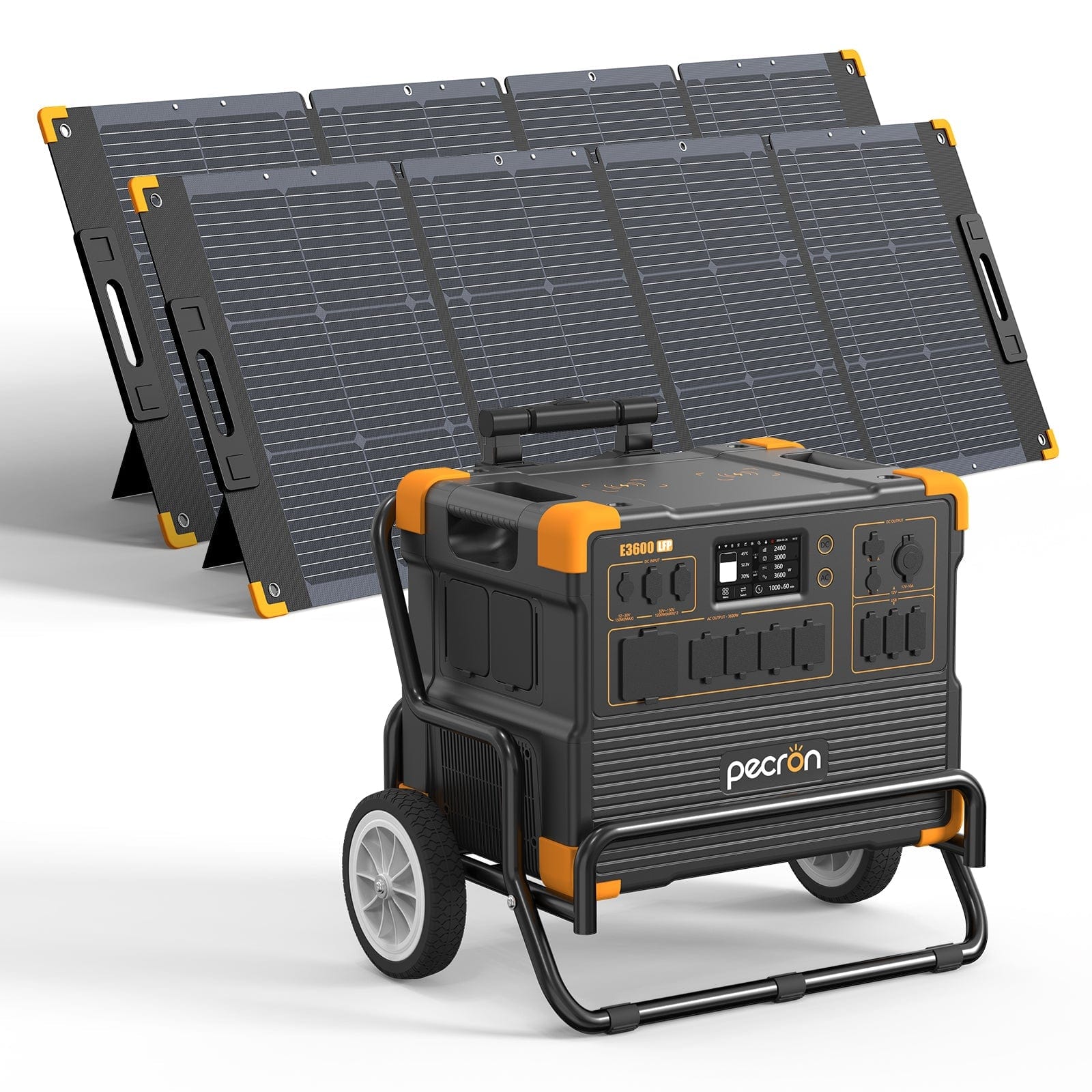PECRON E3600LFP Portable Power Station 3600W 3072Wh (Pre-Order | Ships: End of June) Solar Generators PECRON E3600LFP+2*300W Solar Panel With Trolley