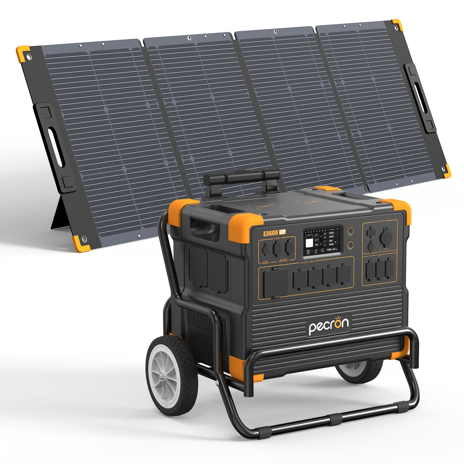 PECRON E3600LFP Solar Generator Kit 3600W 3072Wh Solar Generator & Portable Power Station PECRON E3600LFP+PV300 With Trolley