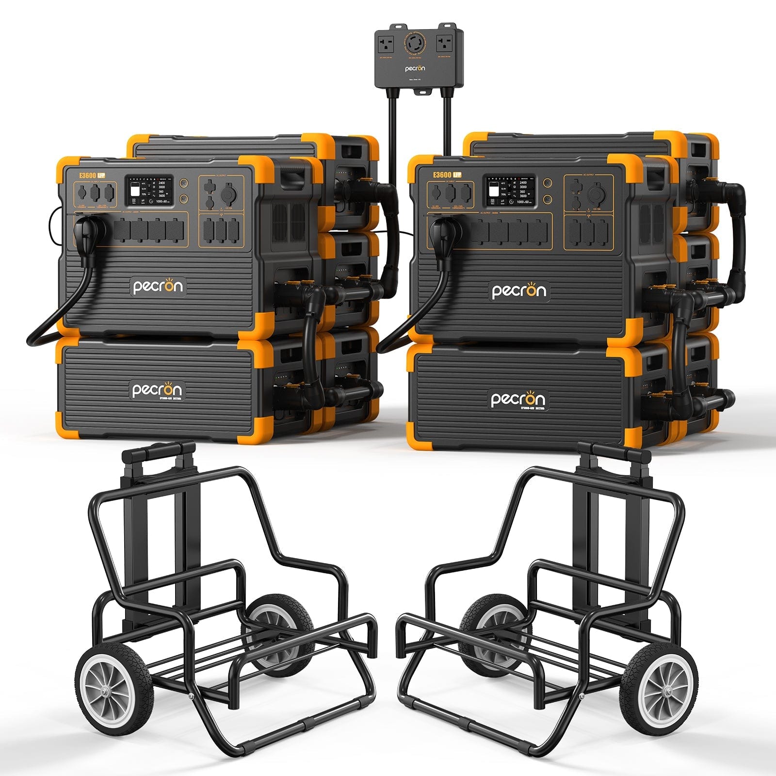 PECRON E3600LFP Solar Generator Kit 3600W 3072Wh (Pre-Order | Ships: End of June) Solar Generators PECRON E3600LFP*2+EP3000-48V*8+240V Box With Trolley