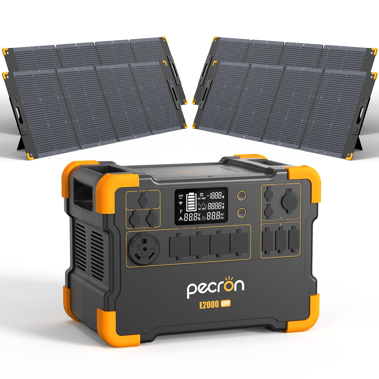 PECRON E2000LFP Expandable Portable Power Station 2000W 1920Wh Solar Generator & Portable Power Station PECRON