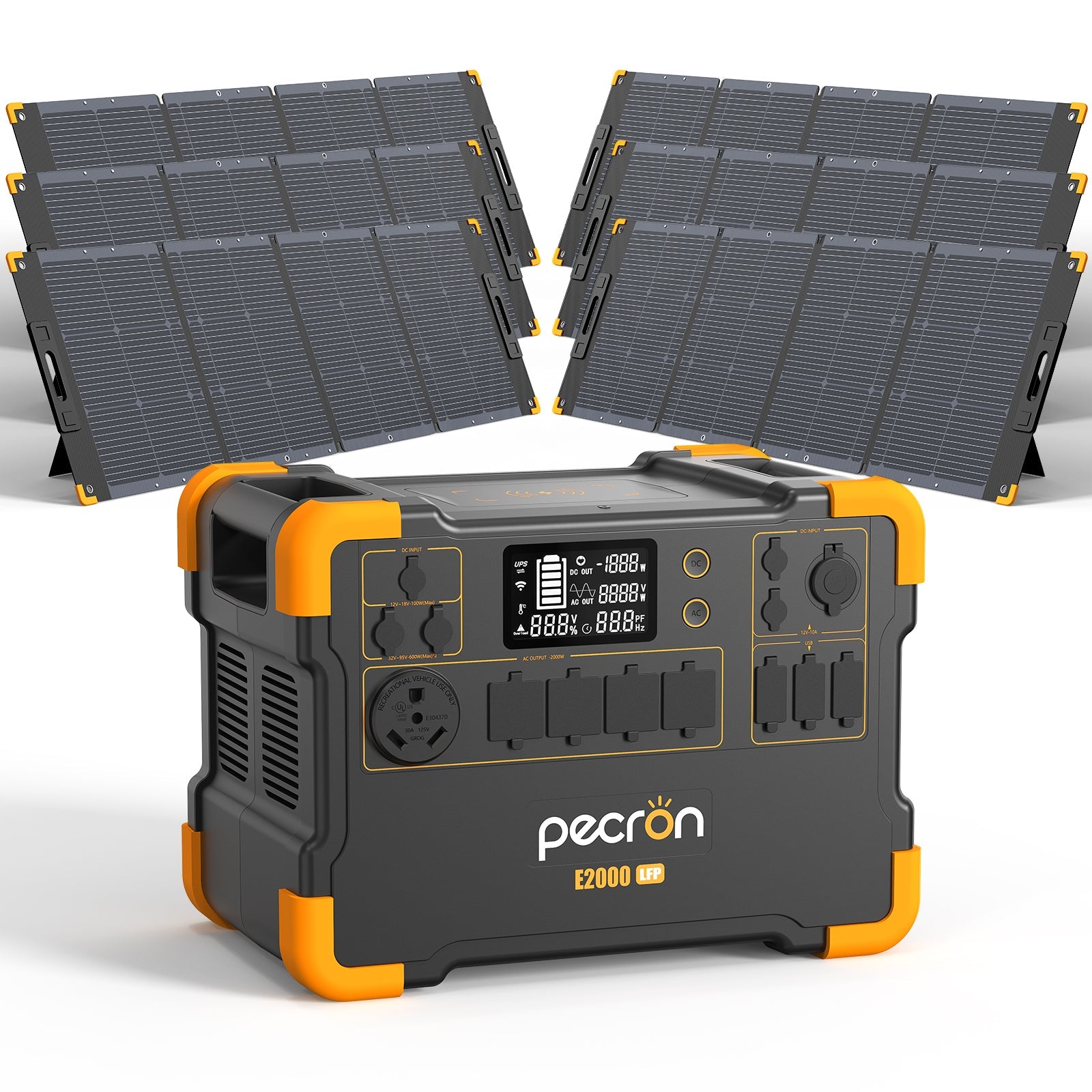 PECRON E2000LFP Expandable Portable Power Station 2000W 1920Wh Solar Generator & Portable Power Station PECRON