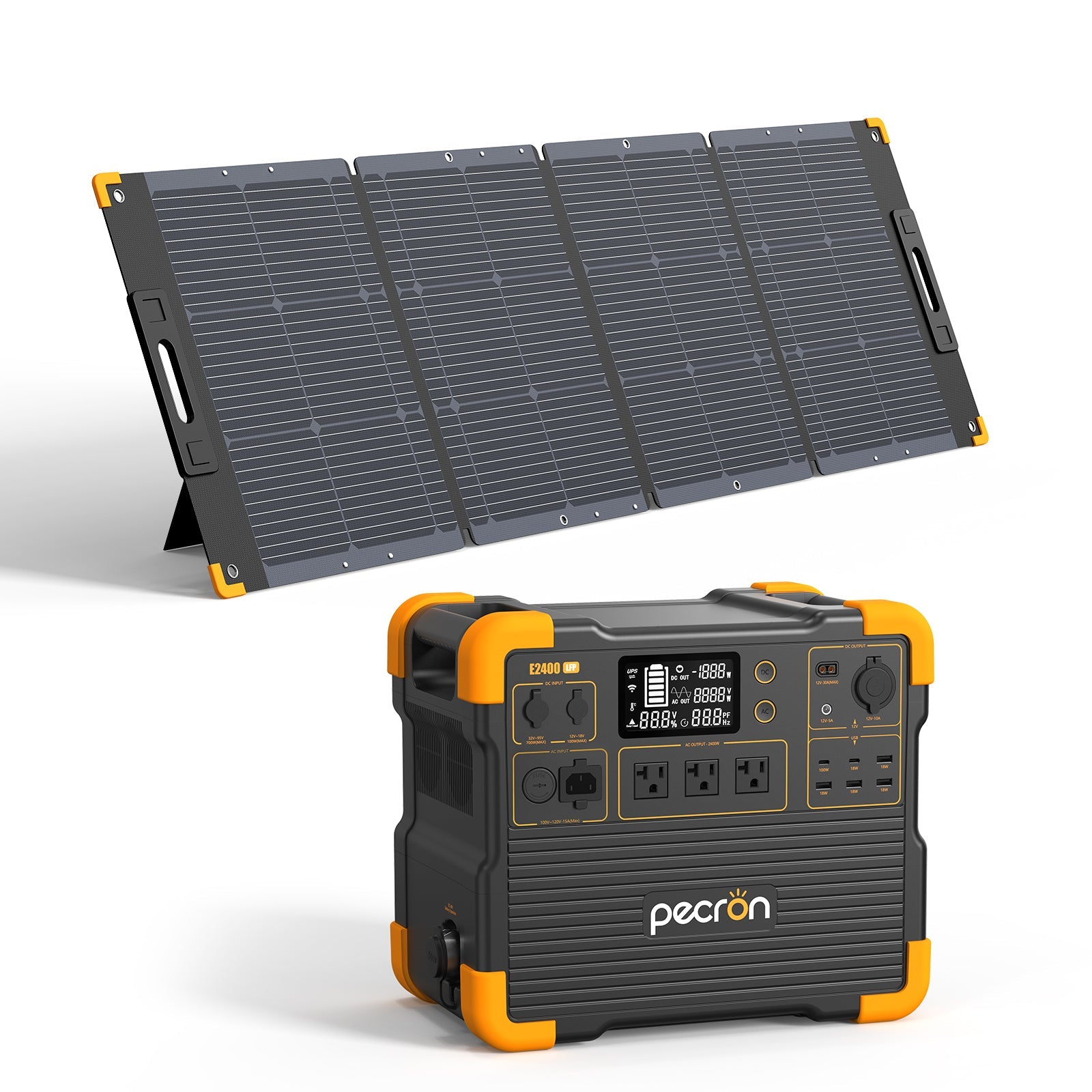 PECRON E2400LFP Portable Power Station 2400W 2048Wh Solar Generator & Portable Power Station PECRON E2400LFP-200W Solar Panel