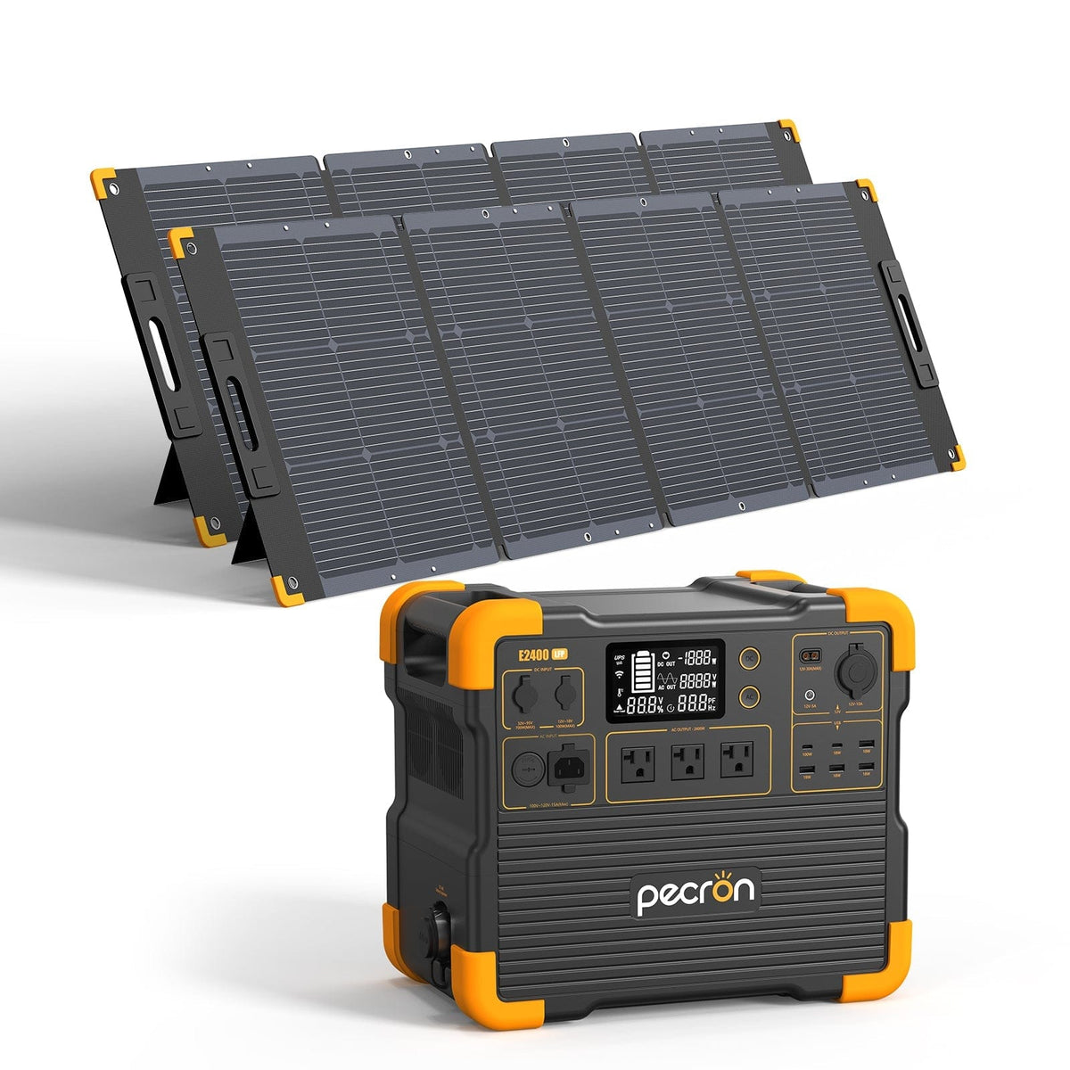 PECRON E2400LFP Portable Power Station 2400W 2048Wh Solar Generators PECRON E2400LFP-2*200W Solar Panel