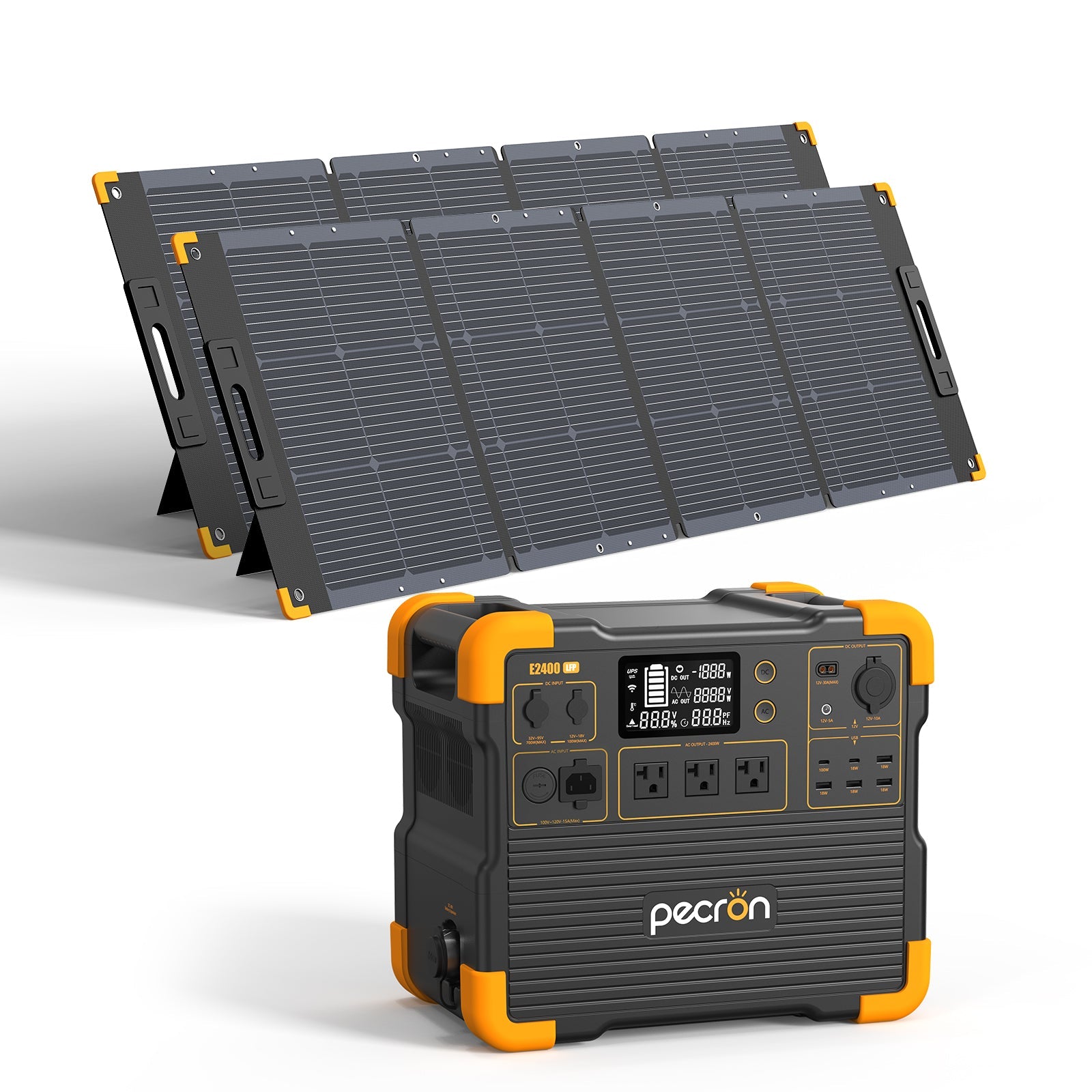 PECRON E2400LFP Portable Power Station 2400W 2048Wh Solar Generator & Portable Power Station PECRON E2400LFP-2*200W Solar Panel