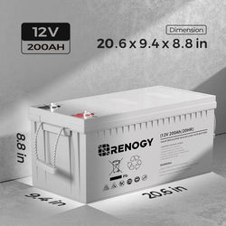 Renogy 12 Volt 200Ah Deep Cycle AGM Battery Batteries Renogy