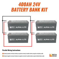 RICH SOLAR 4 x ALPHA 4 LITE | 24V | 400Ah | 10.2kWh Lithium Battery Bank Batteries RICH SOLAR