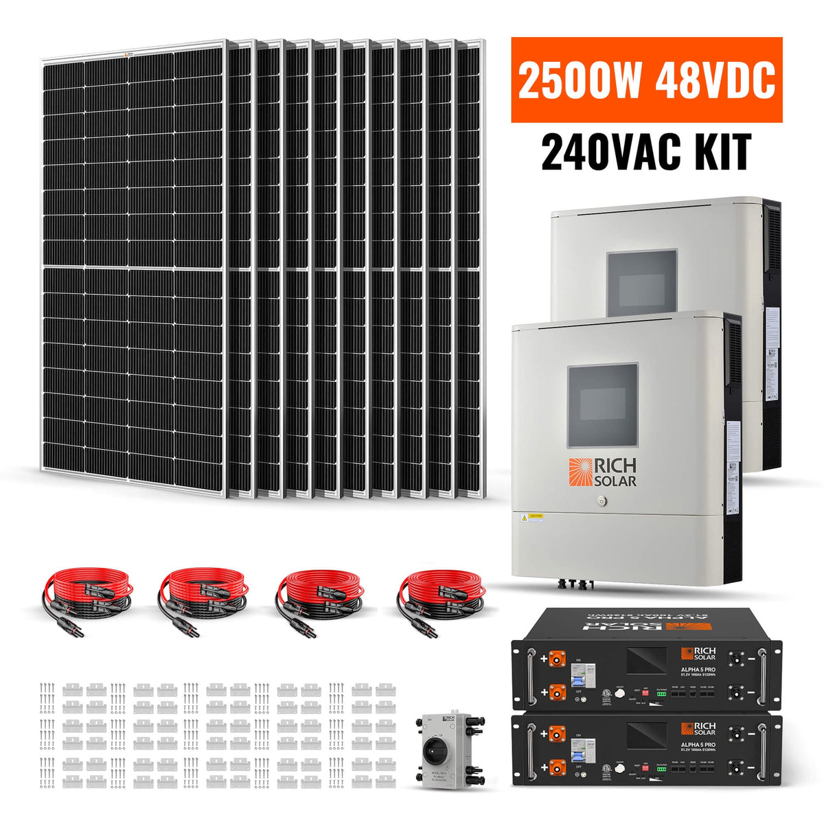RICH SOLAR 2500W 48VDC-240VAC Solar Kit Solar Kits RICH SOLAR