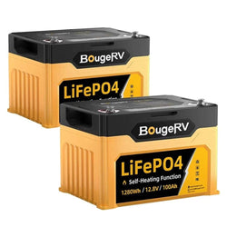 BougeRV 12V 1280Wh/100Ah Self-Heating LiFePO4 Battery Batteries BougeRV 2 Packs