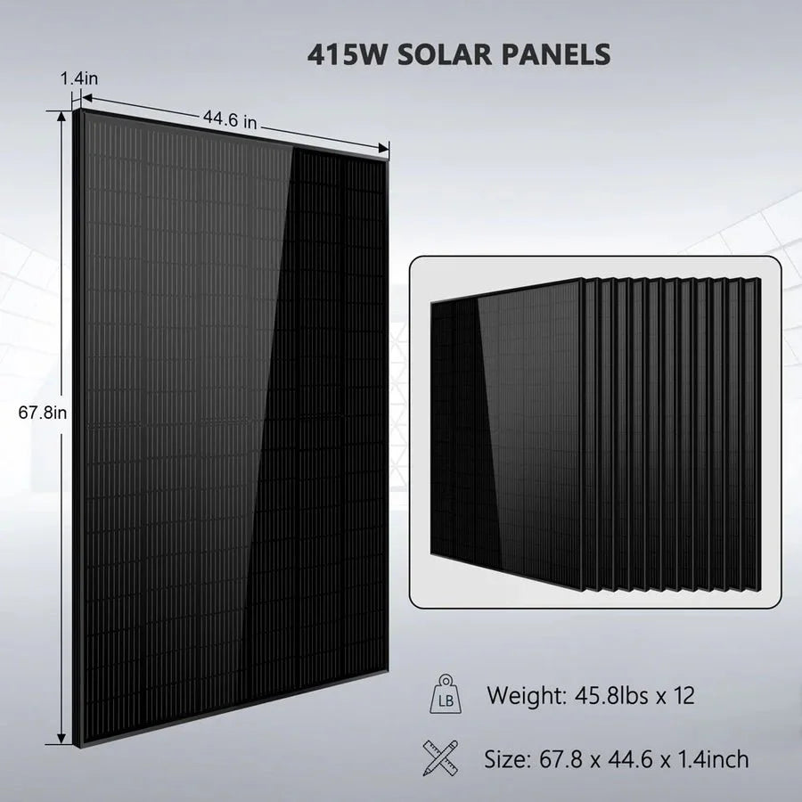 SunGold Power | Off-Grid Solar Kit | 13,000W 48VDC 120V/240V | LiFePO4 20.48 kWh Lithium Battery | 14 x 415 Watt Solar Panels | SGR-13KM