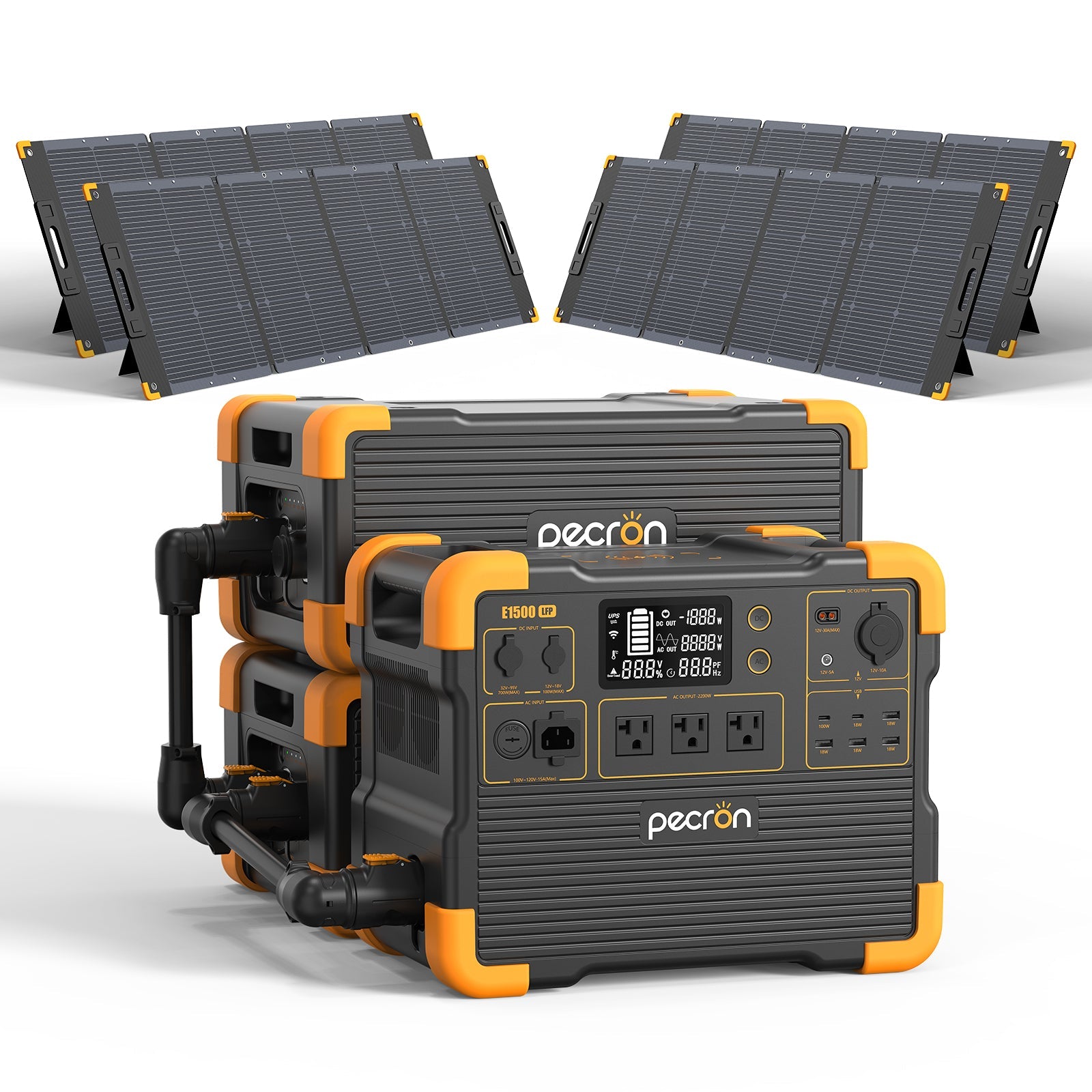 PECRON E1500LFP Solar Generator Kit Solar Generator & Portable Power Station PECRON E1500LFP+2*EP3000-48V+4*300W Solar Kit