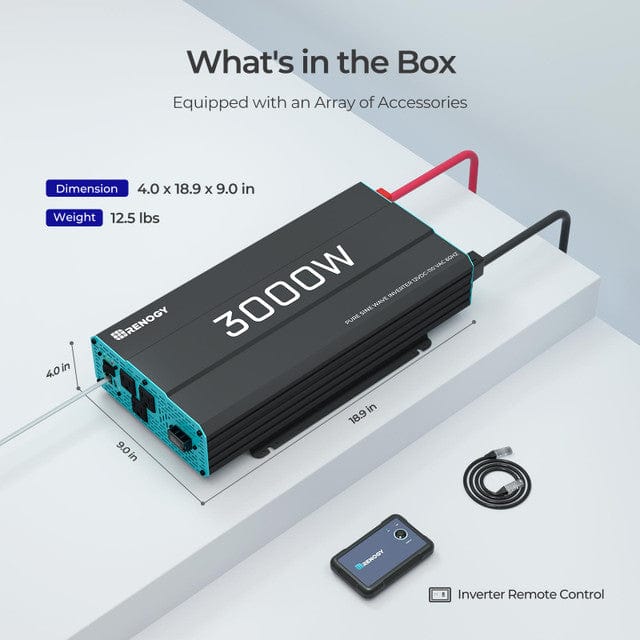 Renogy 3000W 12V Pure Sine Wave Inverter Inverters Renogy