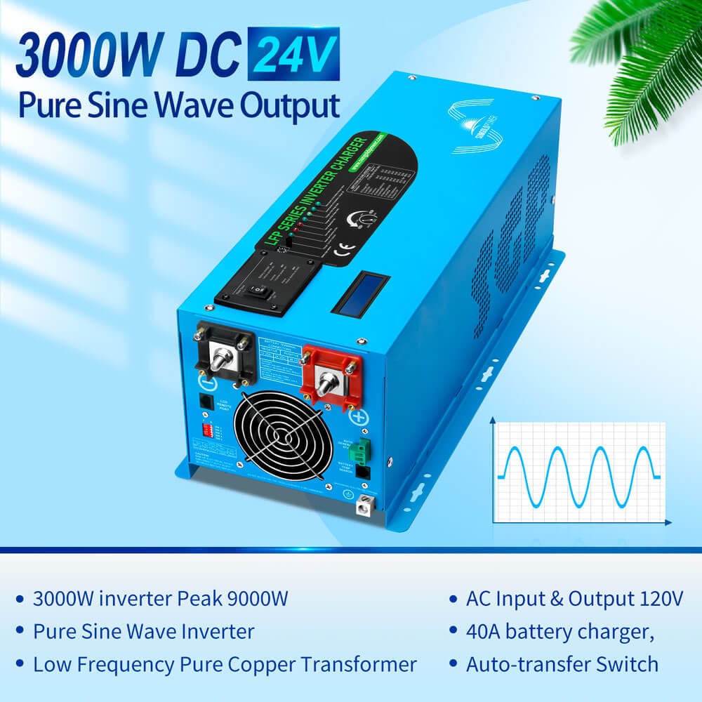Sungold Power 3000W DC 24V Pure Sine Wave Inverter With Charger Off-Grid Inverters SunGoldPower