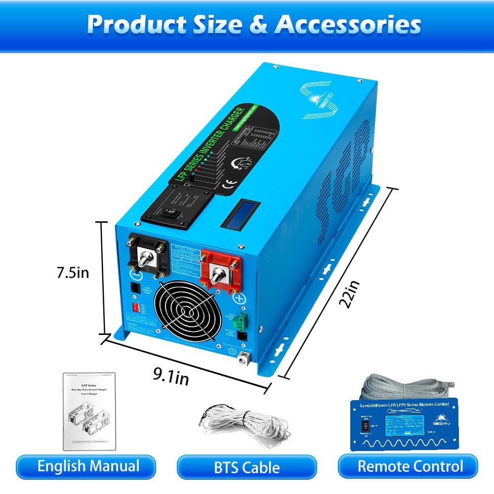 Sungold Power 3000W DC 12V Pure Sine Wave Inverter With Charger Off-Grid Inverters SunGoldPower