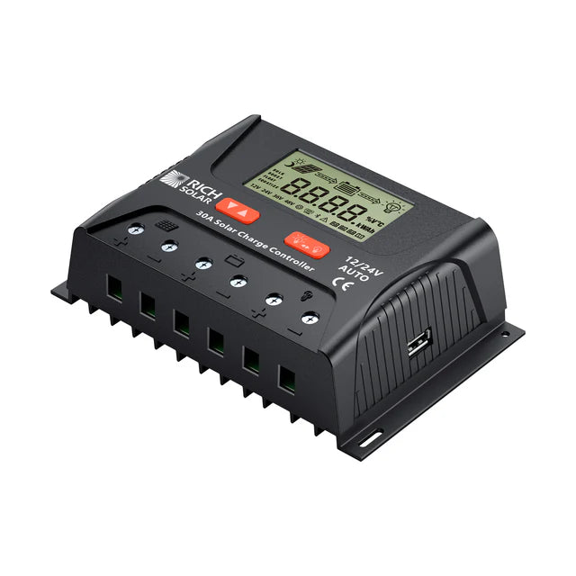RICH SOLAR BRAVO LEGEND 30 | 30 Amp PWM Solar Charge Controller | 12V/24V Auto 30A PWM Controller for RVs, Trailers, Campers, Vans, Boats, Off-Grid