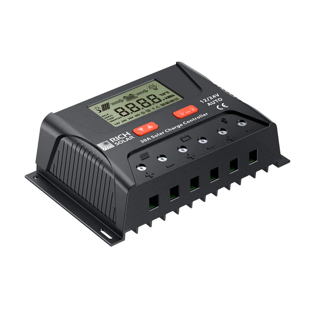 RICH SOLAR BRAVO LEGEND 30 | 30 Amp PWM Solar Charge Controller | 12V/24V Auto 30A PWM Controller for RVs, Trailers, Campers, Vans, Boats, Off-Grid