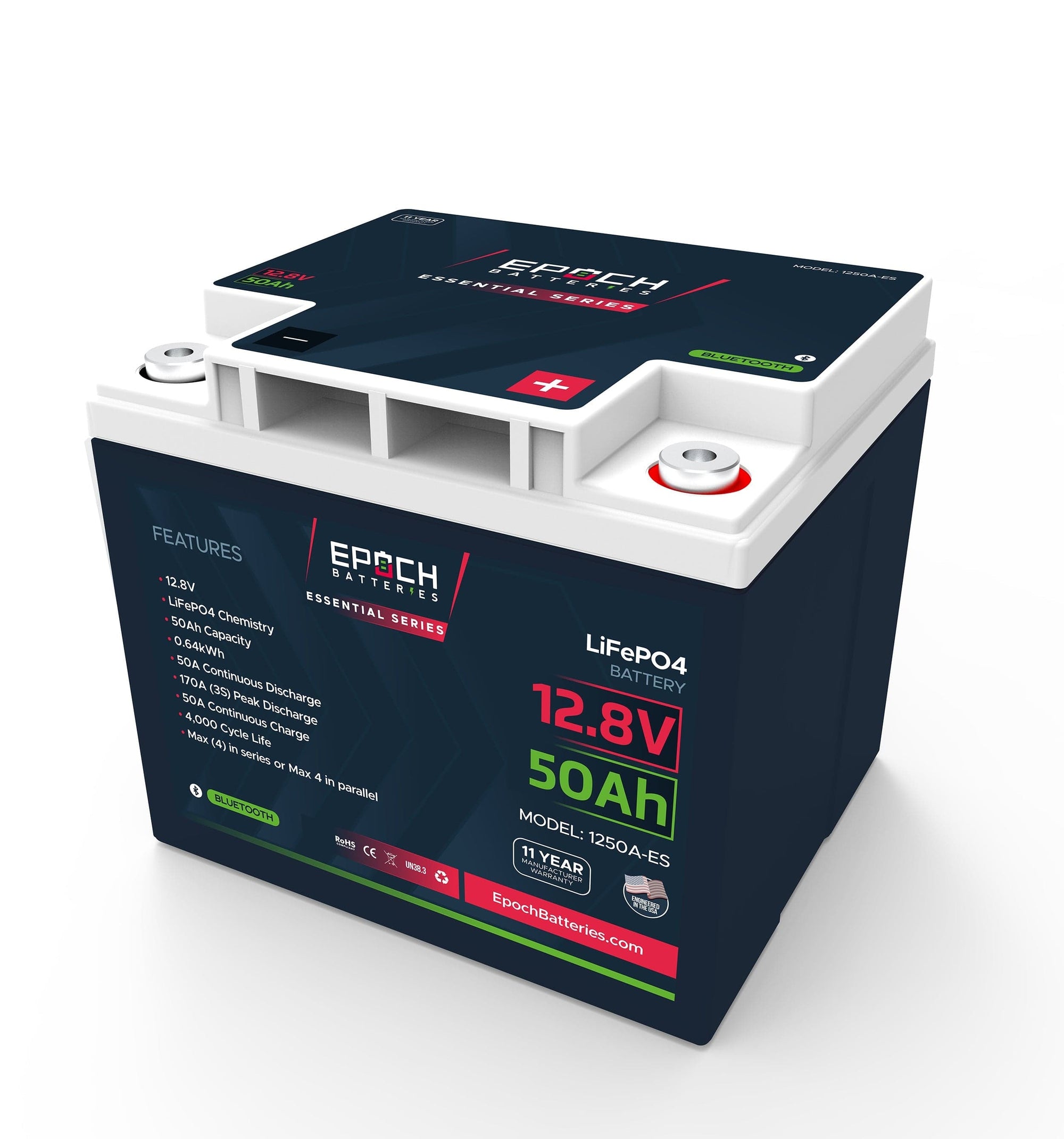 Epoch 12V 50Ah LiFePO4 Battery with Bluetooth - Epoch Essentials Batteries Epoch Batteries