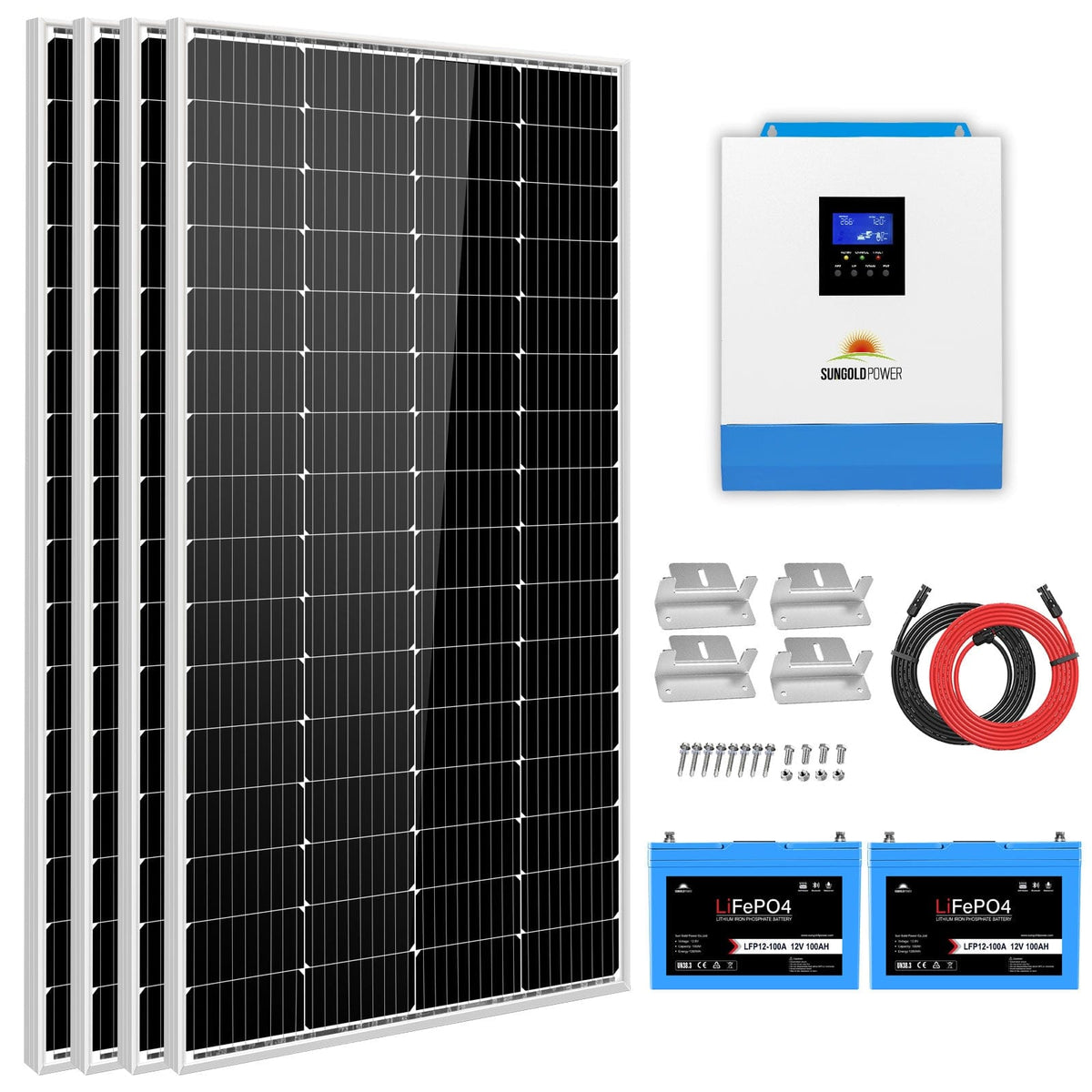Sungold Power Solar Kit 3000W 24V Inverter 120V output Lithium Battery 800 Watt Solar Panel Solar Kits SunGoldPower