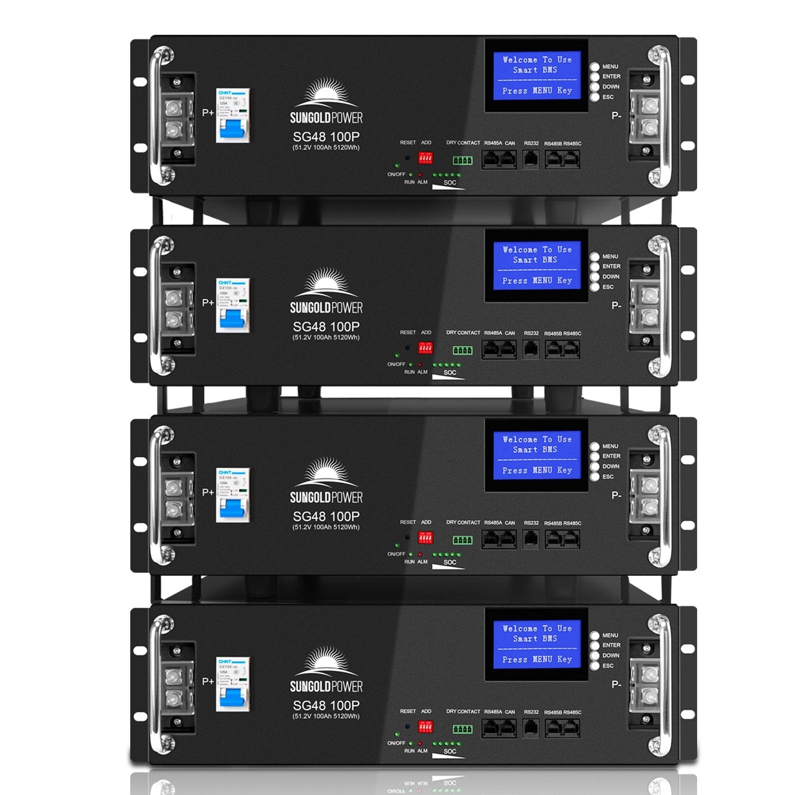 Sungold Power 48V 100AH Server Rack LiFePO4 Lithium Battery Server Rack Batteries SunGoldPower 4 Units