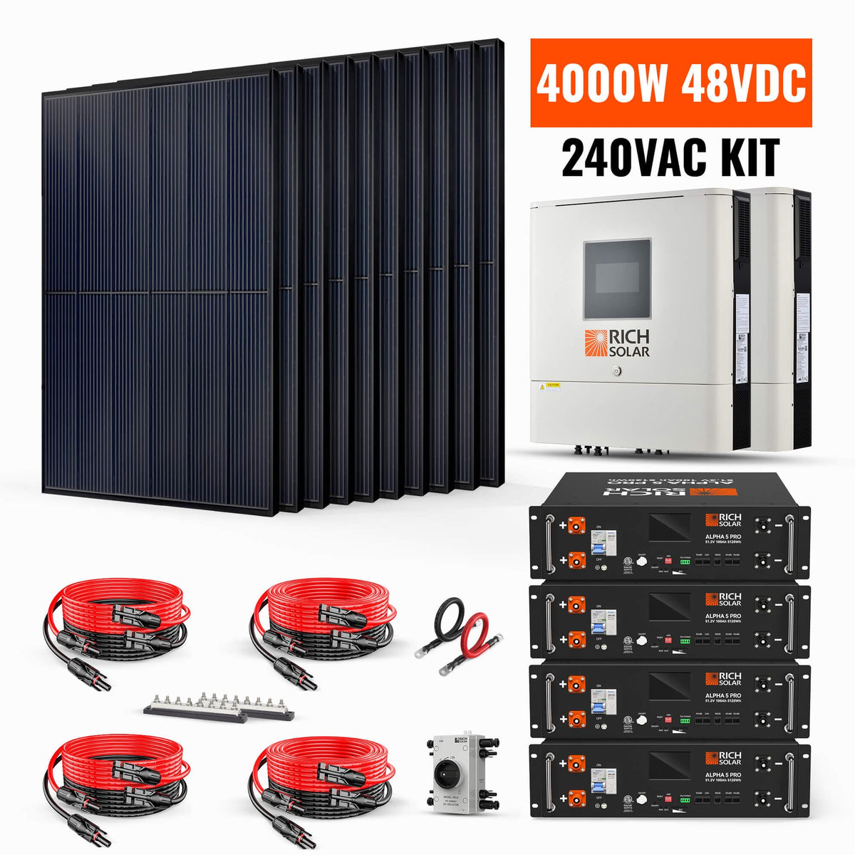 RICH SOLAR 4000W 48VDC-240VAC Solar Kit Solar Panels RICH SOLAR