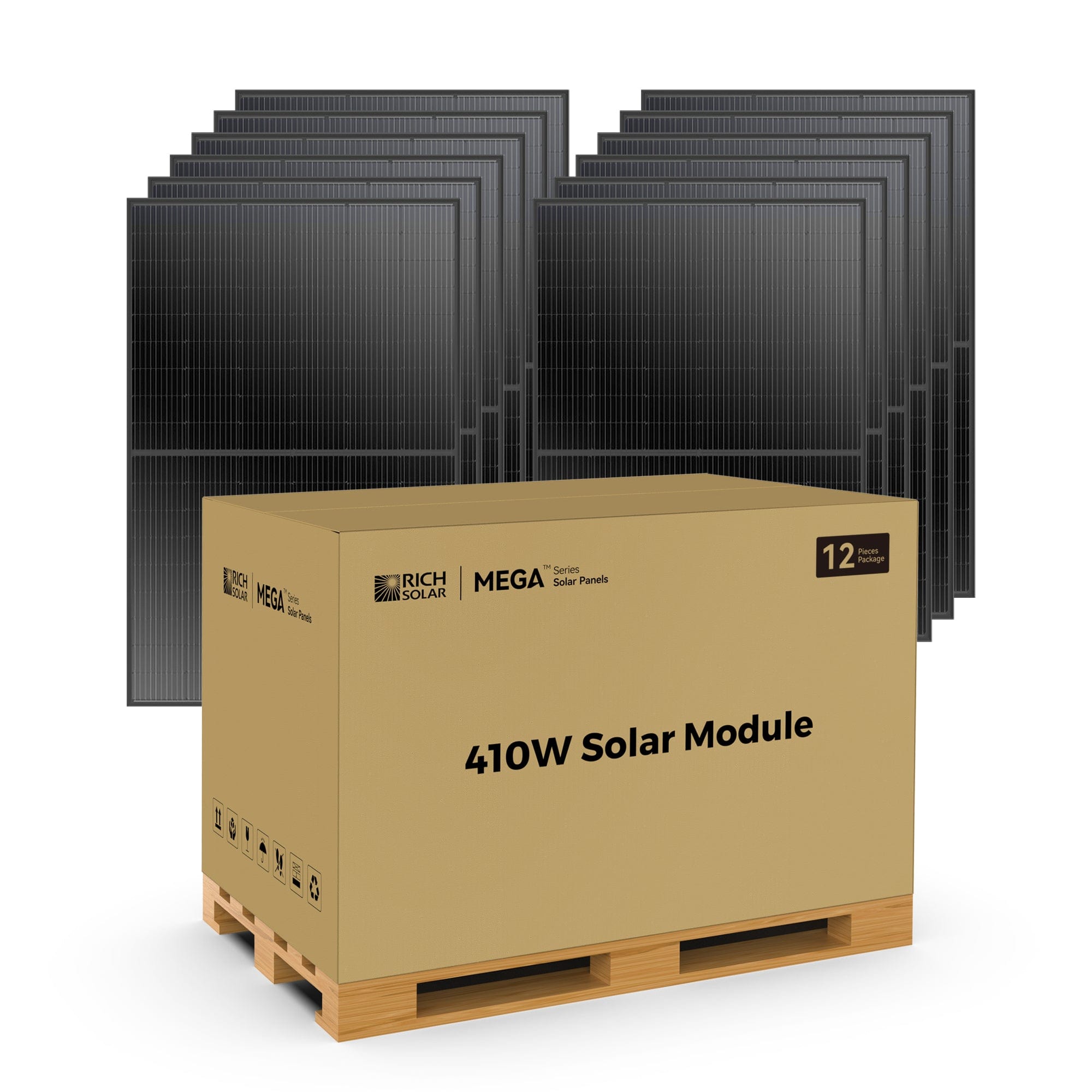 RICH SOLAR MEGA 410 | 410 Watt Solar Panel | Premium Grid-tie or Off-grid Solar Panel for Residential, Commercial, Agriculture | 25-Year Output Warranty | UL Certified Solar Panels by Pallet RICH SOLAR 12 Solar Panels