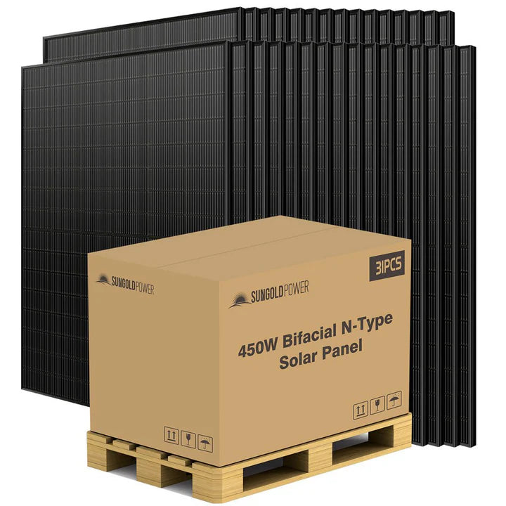 Sungold Power 450 Watt Bifacial N-Type Monocrystalline Solar Panel SGN-450-BDG5 (32 PANELS) UL61730