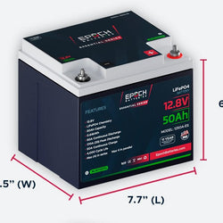 Epoch 12V 50Ah LiFePO4 Battery with Bluetooth - Epoch Essentials Batteries Epoch Batteries