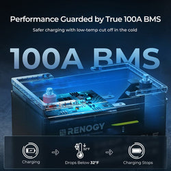 Renogy 12V 100Ah Core Series Deep Cycle Lithium Iron Phosphate Battery Batteries Renogy