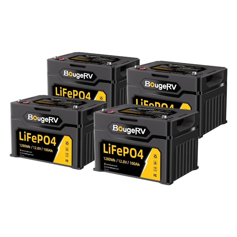 BougeRV 12V 1280Wh/100Ah LiFePO4 Battery Batteries BougeRV 4 Packs