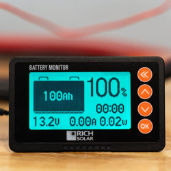 RICH SOLAR 500 Amp Battery Monitor with Shunt | 8~120V 500A Battery Monitor with Shunt | Accurate Battery Status Monitor | Easy to Use Battery Monitor RICH SOLAR