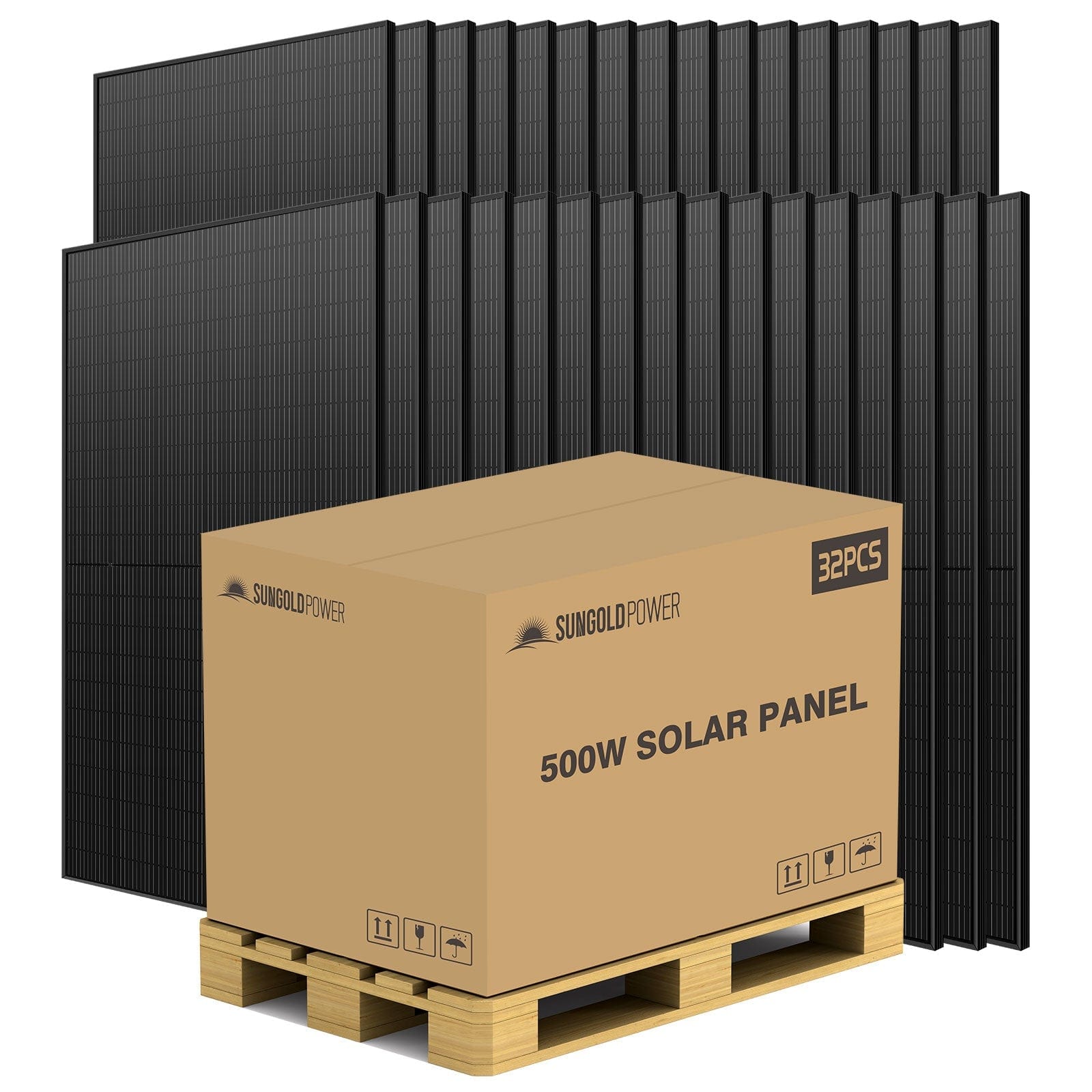 Sungold Power 500W MONO BLACK PERC SOLAR PANEL FULL PALLET (32 PANELS) Solar Panels by Pallet SunGoldPower