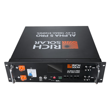 RICH SOLAR ALPHA 5 PRO | 51.2V | 100Ah LiFePO4 Battery | Premium 48V Server Rack Lithium Battery | 7,000 Lifetime Cycles | 10-Year Warranty | UL1973, UL9540A Certified Server Rack Batteries Rich Solar
