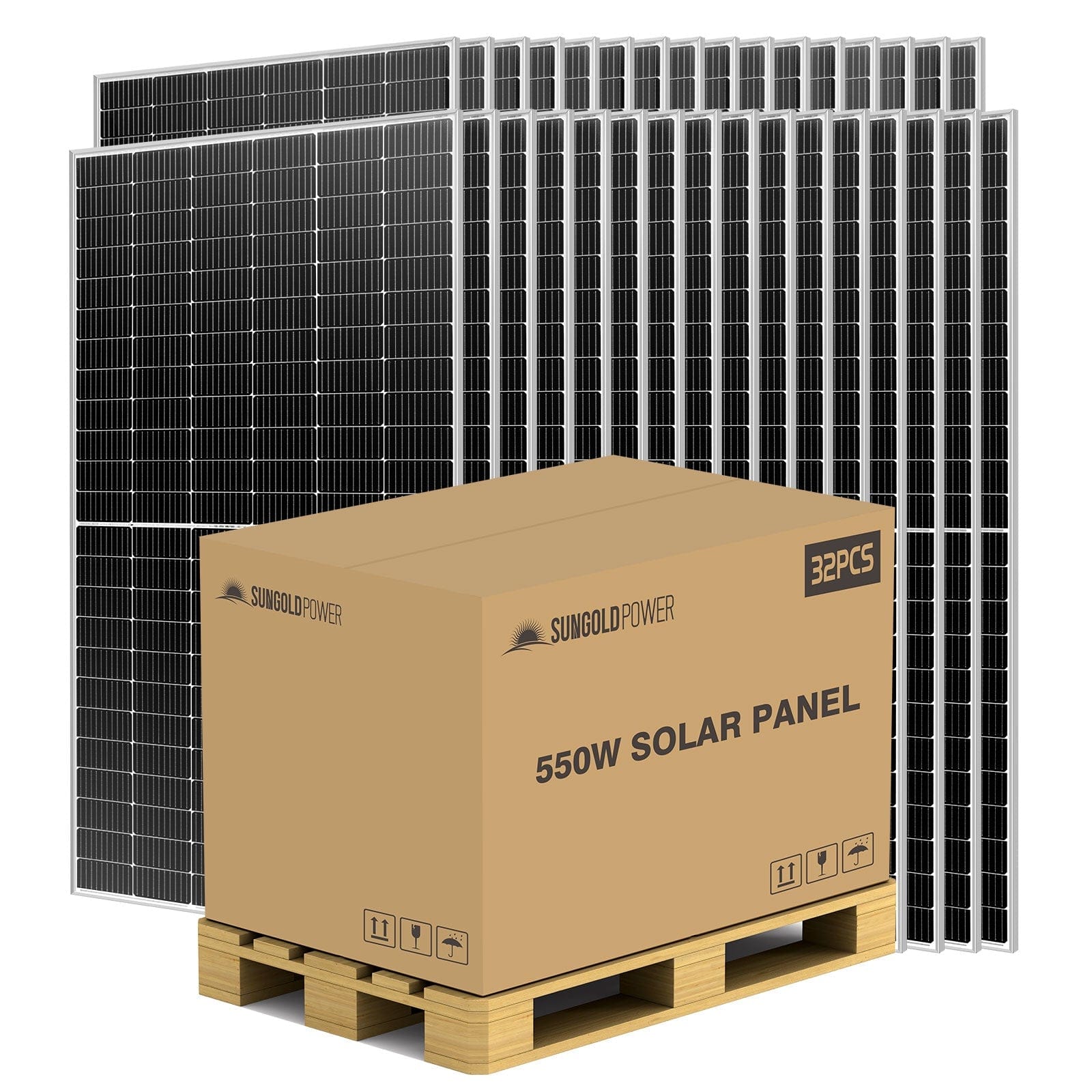 Sungold Power 550W MONO PERC SOLAR PANEL FULL PALLET (32 PANELS) Solar Panels by Pallet SunGoldPower