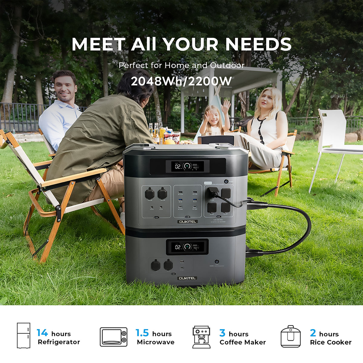 OUKITEL BP2000 Portable Power Station 2200W/2048Wh