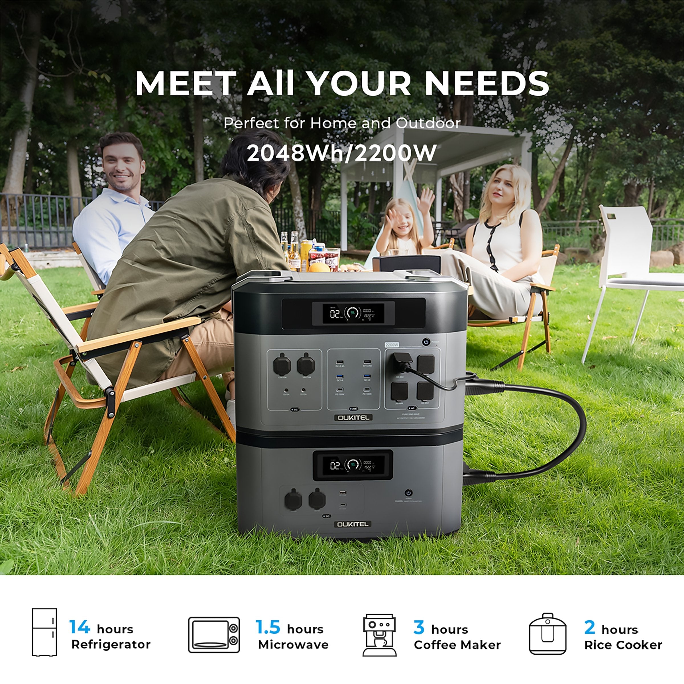 OUKITEL BP2000 Portable Power Station 2200W/2048Wh