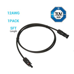 Renogy Solar Panel Extension Cable with Male to Female Solar Connectors (Single) Cable & Wire Renogy 5 FT 12 AWG