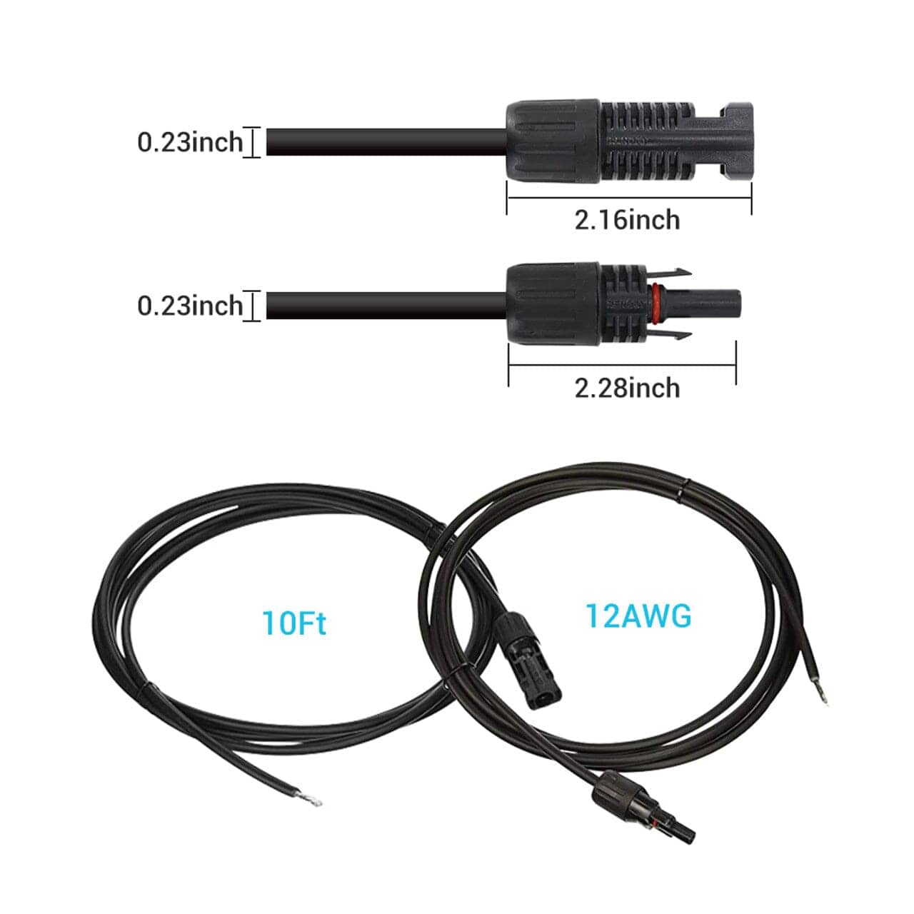 Renogy Solar Panel to Charge Controller Adaptor Kit Accessories Renogy 10 FT 10 AWG