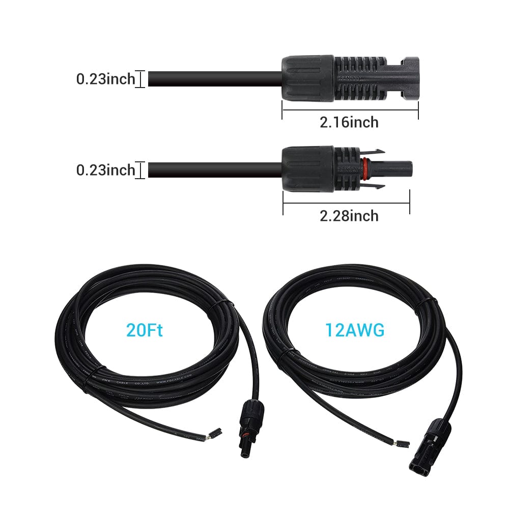 Renogy Solar Panel to Charge Controller Adaptor Kit Accessories Renogy 20 FT 12 AWG