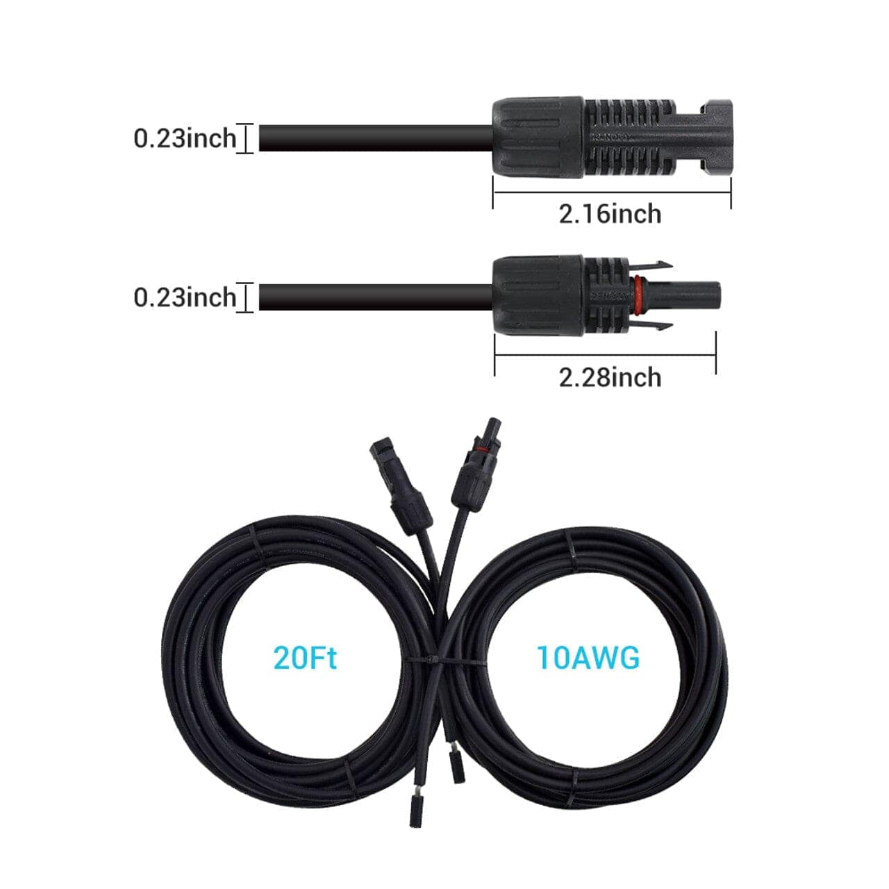 Renogy Solar Panel to Charge Controller Adaptor Kit Accessories Renogy 20 FT 10 AWG