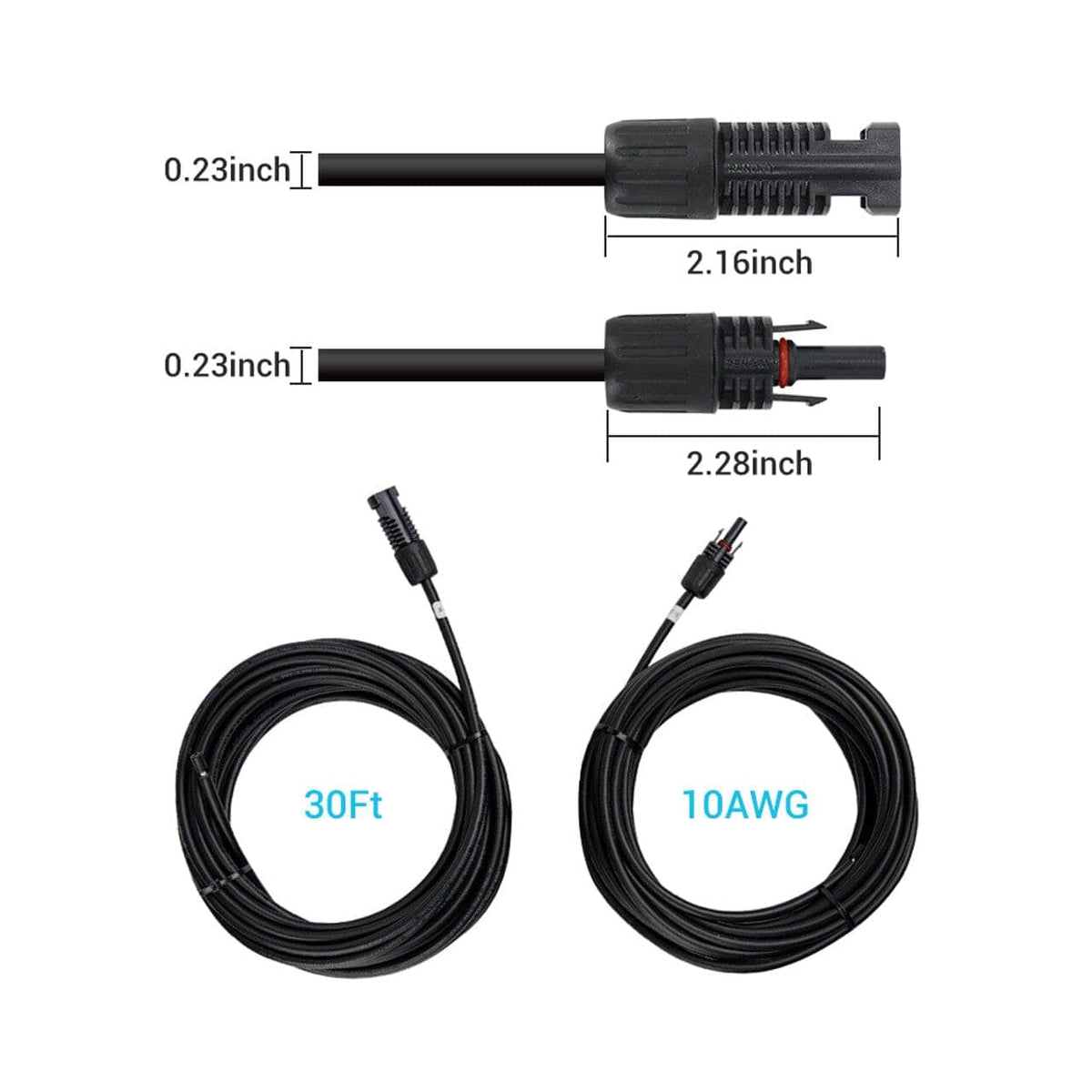 Renogy Solar Panel to Charge Controller Adaptor Kit Accessories Renogy 30 FT 10 AWG