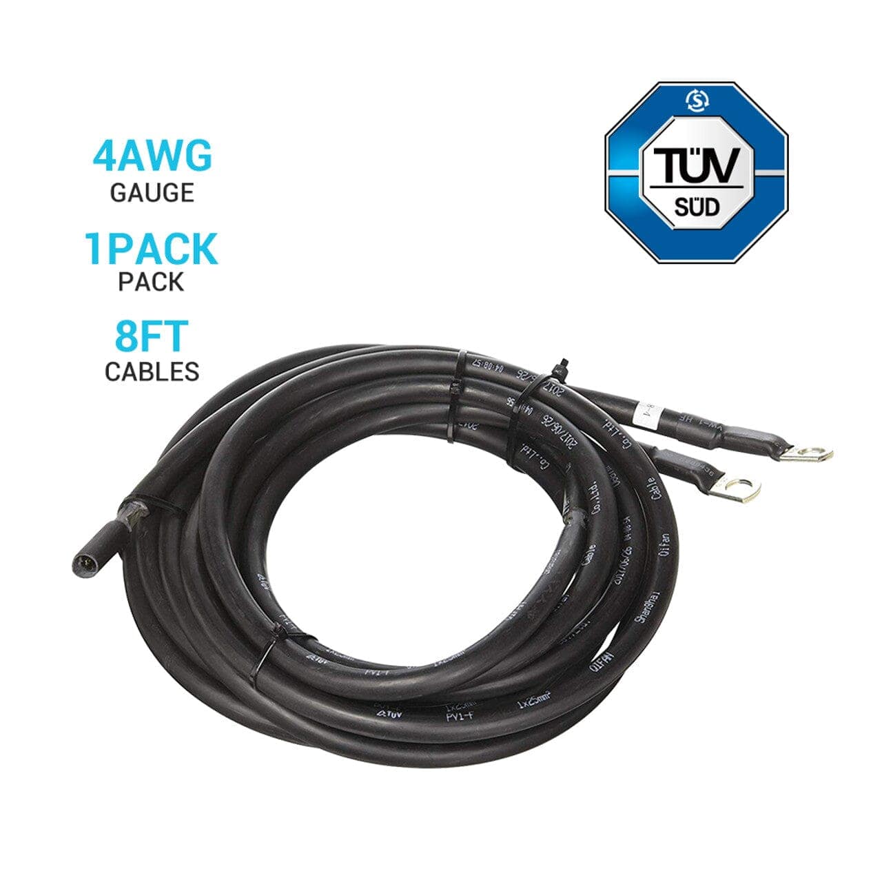 Renogy Battery to Charge Controller Tray Cables for 3/8 in Lugs Cable & Wire Renogy 8 FT 4 AWG