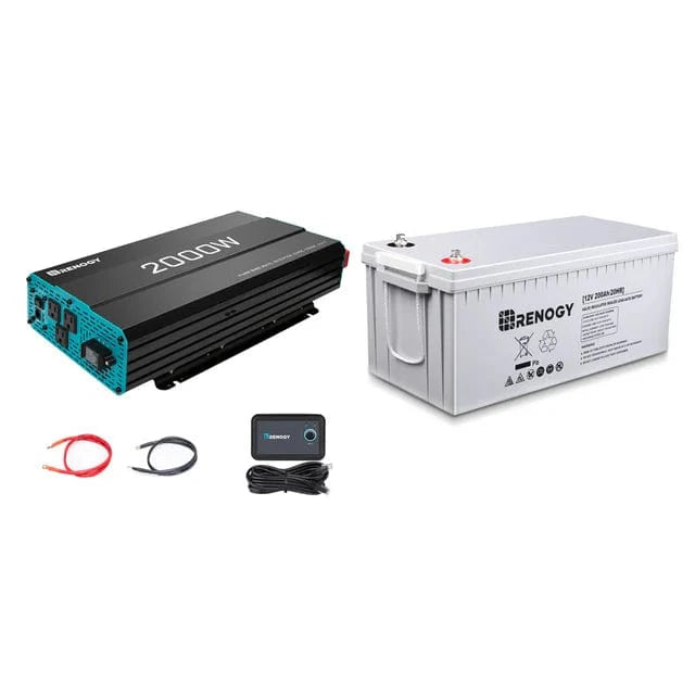 Renogy 2000W 12V Pure Sine Wave Inverter Inverters Renogy Inverter with 200AH AGM Battery