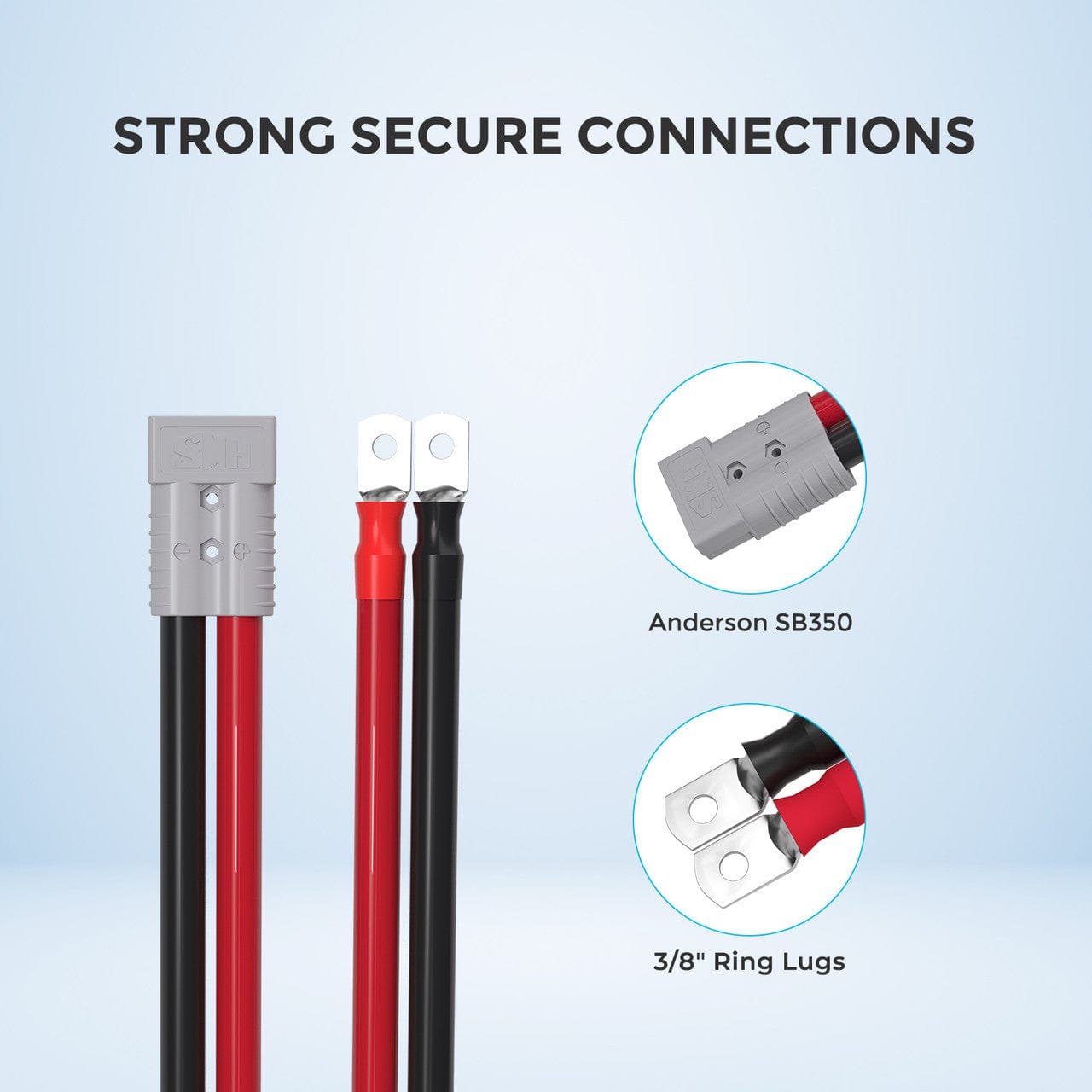 Renogy 1FT 4/0AWG Anderson Adapter Cable（Anderson SB350 - 3/8 in Lugs） Battery & Inverter Cables Renogy