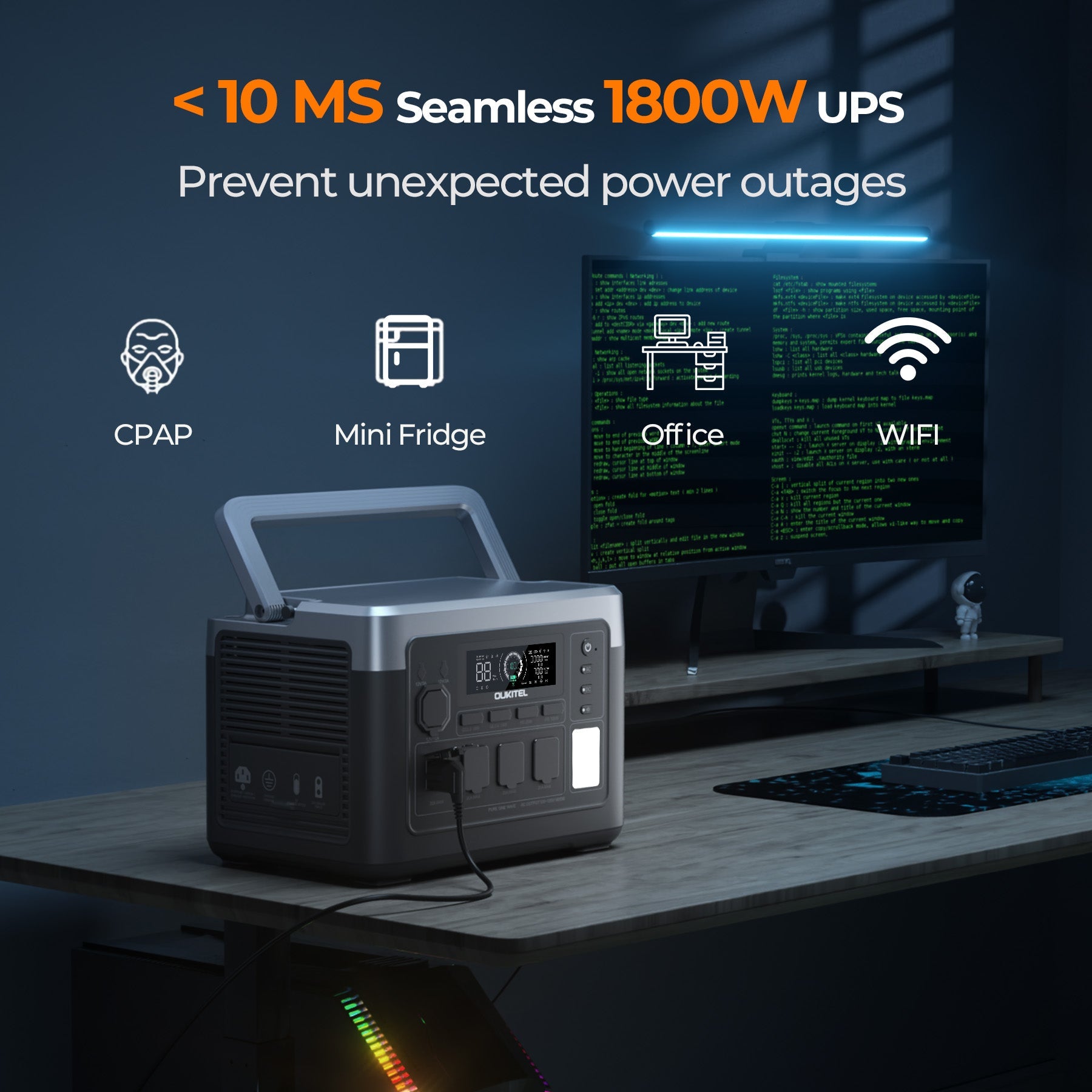 OUKITEL P1000 PLUS Portable Power Station 1800W/1024Wh