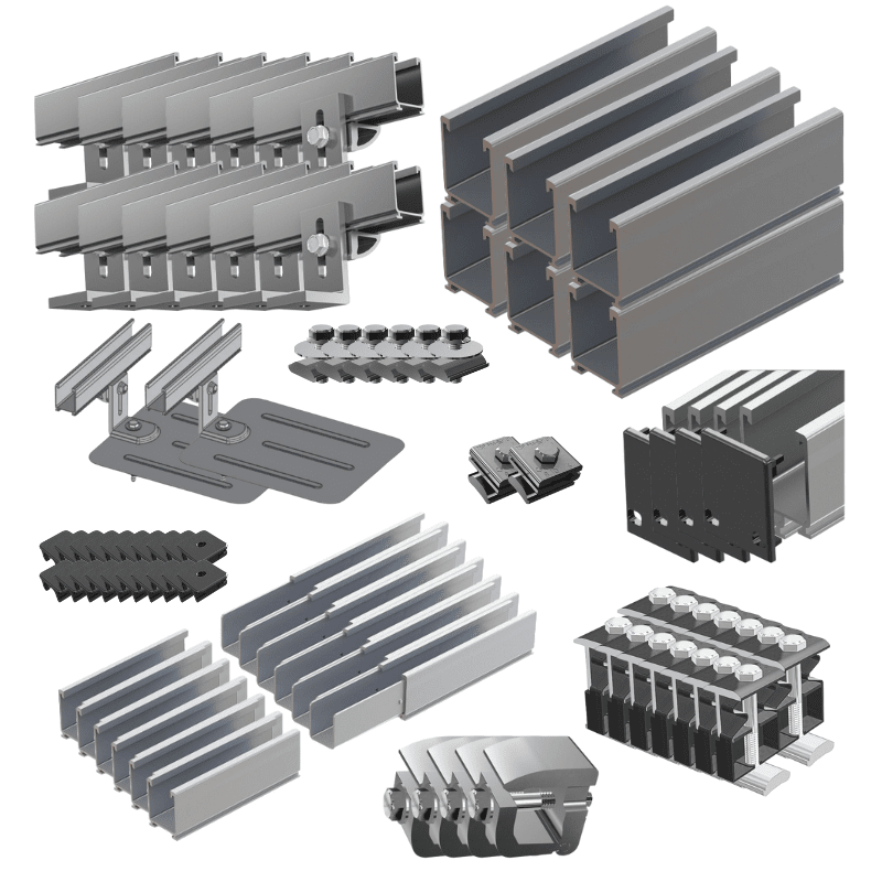Tamarack Flush Mount (FM) System | 6 / 12 / 18 / 24 x 300-400W Solar Panels Racking Tamarack 6 Panel Kit