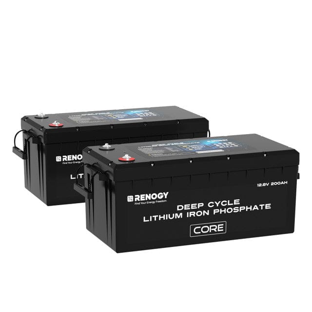 Renogy 12V 200Ah Core Series Deep Cycle Lithium Iron Phosphate Battery Batteries Renogy 2 x 12V 200Ah LiFePO4 Batteries